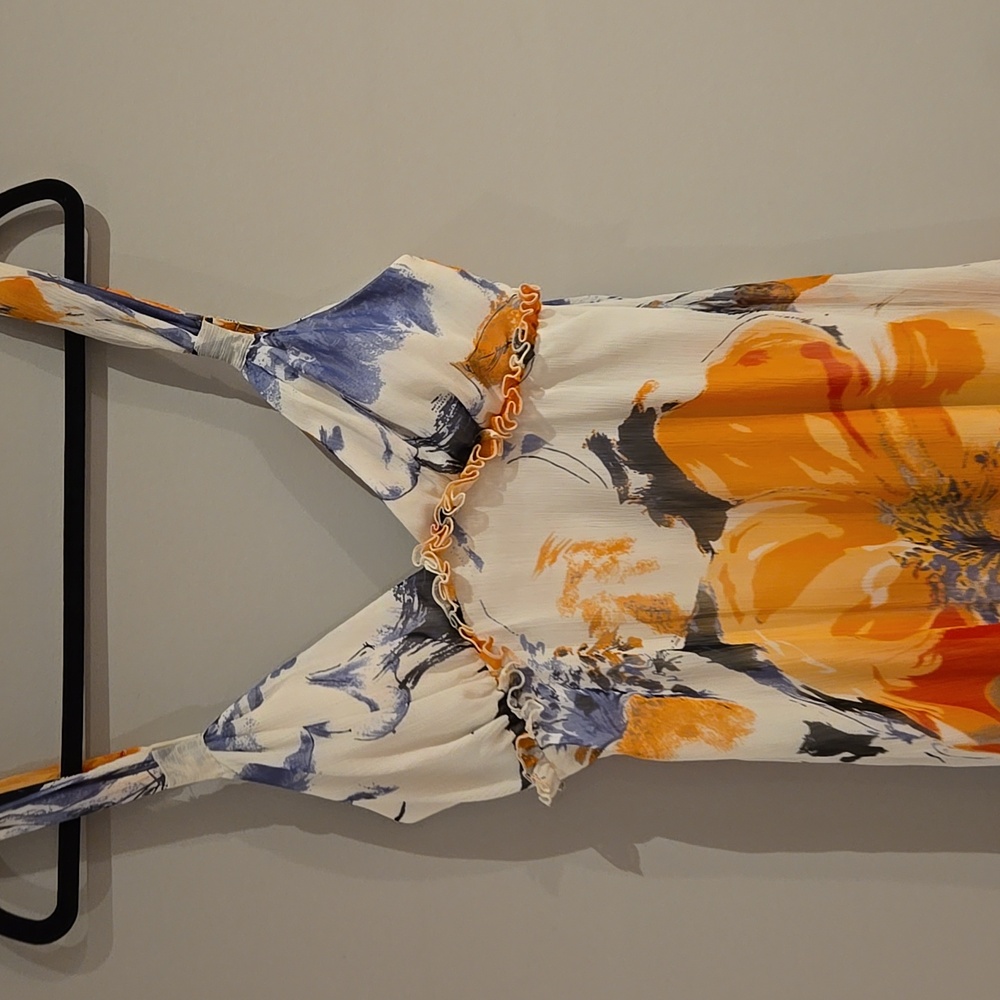BCBGeneration Orange Pink Sleeveless Maxi Dress Size 8 - Picture 3 of 7